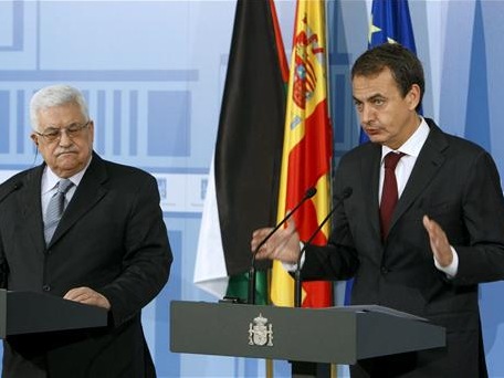 Rodríguez Zapatero y Mahmud Abbas en la rueda de prensa
