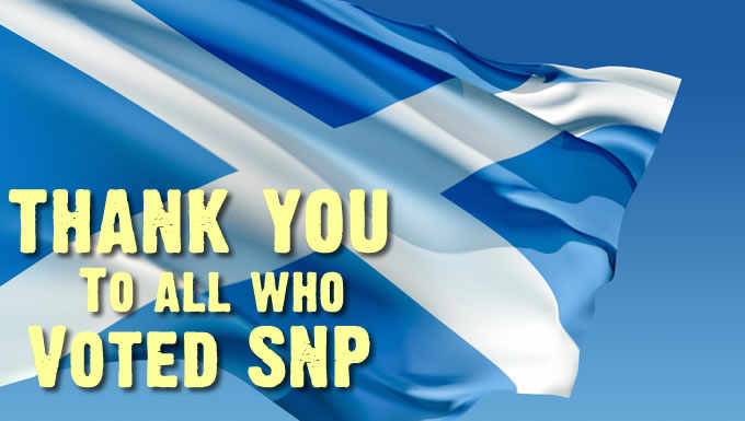 Cartel del SNP para dar las gracias a sus votantes