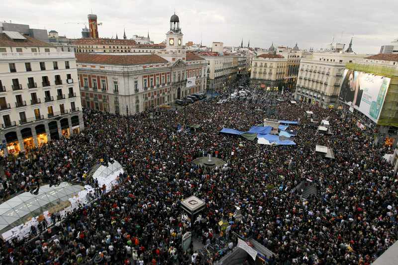 Acampada del 15M en la Puerta del Sol de Madrid