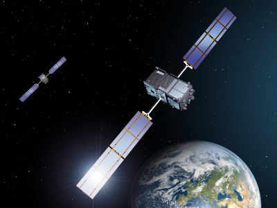 Recreación de los satélites Galileo en órbita