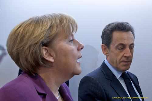Merkel y Sarkozy en el Consejo Europeo, dic.2011