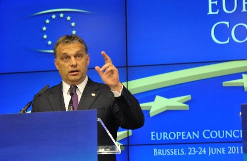Viktor Orban en rueda de prensa en la CE