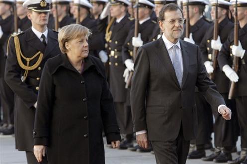 Rajoy y Merkel, en Berlín, 26-1-2012