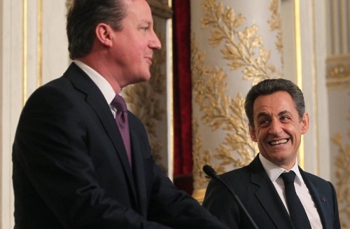 David Cameron, Nicolás Sarkozy en rueda de prensa