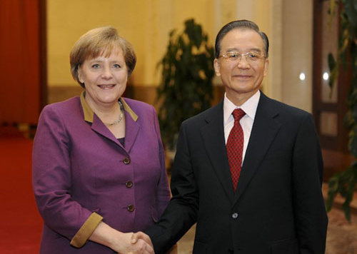 La canciller Merkel y el primer ministro chino Wen Jiabao, en Pekín