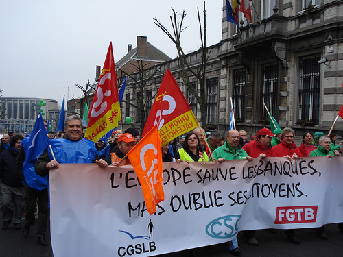 manifestantes en Bruselas