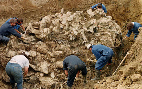 Imagen de fosa hallada en Srebrenica