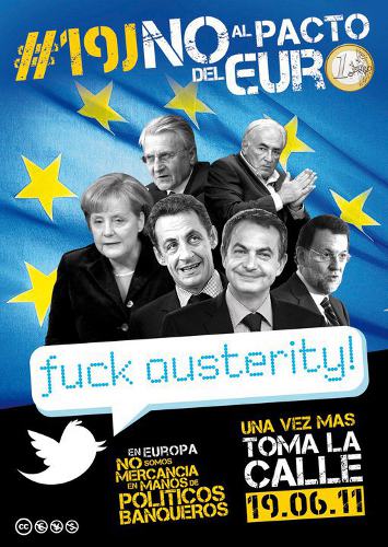 Cartel del 15M contra los planes de austeridad europeos