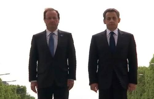 Sarkozy y Hollande en ofrenda a soldados caídos en II Guerra Mundial