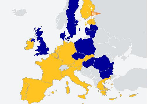 Mapa de países de la eurozona