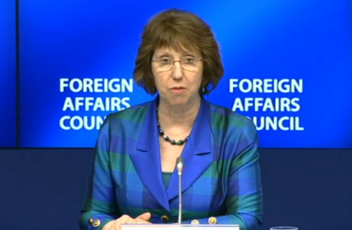 Catherine Ashton en rueda de prensa tras el consejo de exteriores