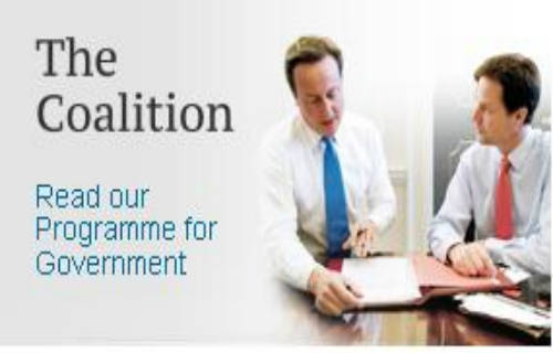 Cameron y Clegg en anuncio de coalición