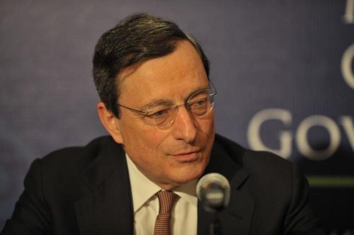 Mario Draghi en una rueda de prensa