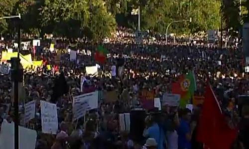 Manifestación contra los recortes en Portugal