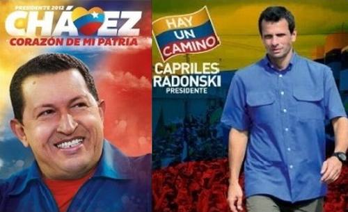 Dos carteles con imágenes de los dos candidatos