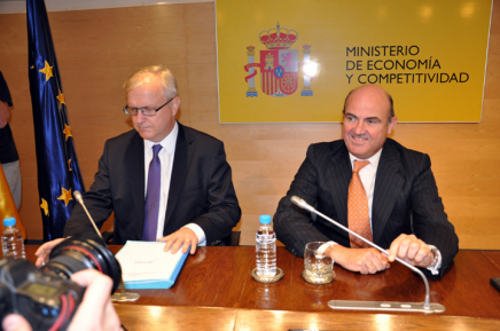 Olli Rhen y Luis de Guindos, en Madrid