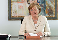 Angela Merkel en el despacho de la CDU