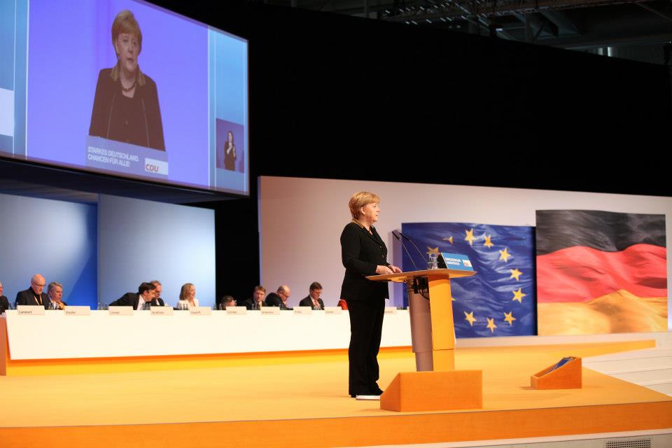 Merkel durante su discurso en el CDU