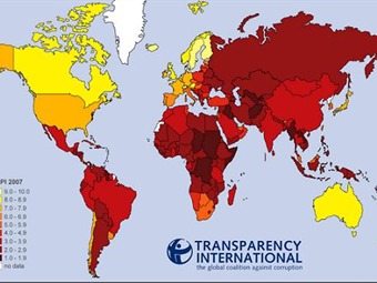 Un mapa con los países marcados con colores