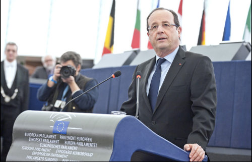 François Hollande en el atril