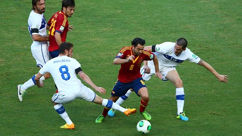 Momento del encuentro España-Italia en la copa Confederaciones