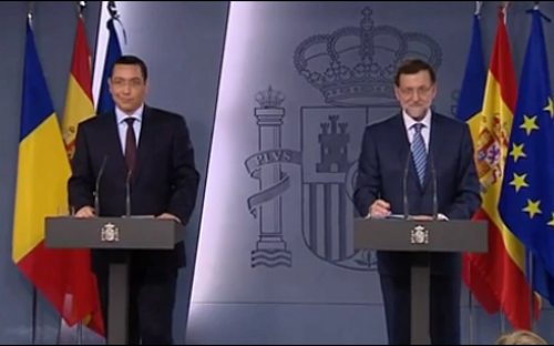 Victor Ponta y Mariano Rajoy en la rueda de prensa