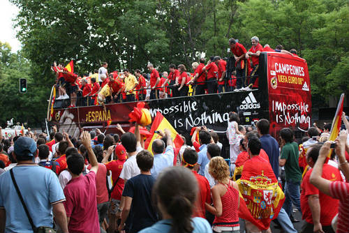 Selección española en 2008 celebrando Eurocopa