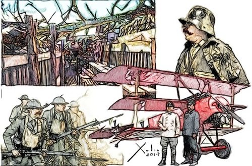 Dibujo de Xulio Formoso alusivo a la Primera guerra Mundial