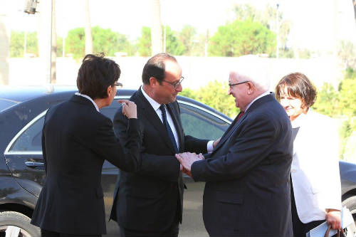 Hollande y Massoum en Irak