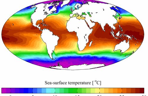 Mapa de temperaturas del mar