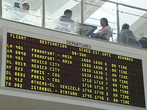 panel de llegadas y salidas