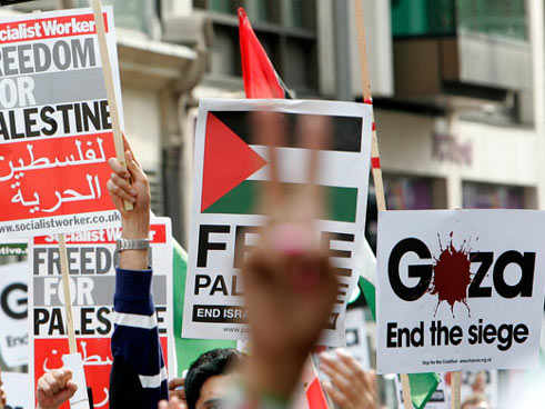 Pancartas pidiendo la libertad de Gaza