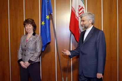 Ashton y el negociador iraní, Saeed Jalili