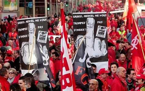 Manifestación de trabajadores en Bruselas
