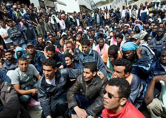 Inmigrantes en Lampedusa (Italia)