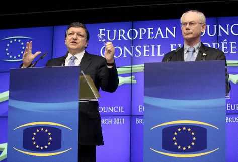 Durao Barroso y Van Rompuy en rueda de prensa