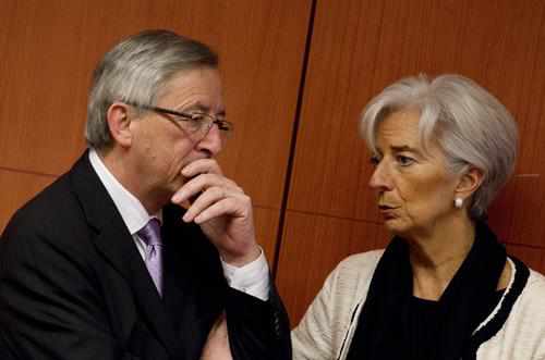 Christine Lagarde y el pte. del Eurogrupo, Jean-Claude Juncker