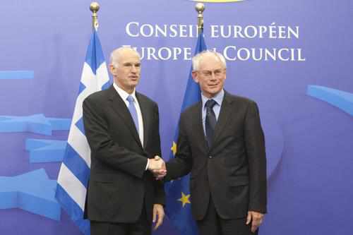 Yorgos Papandreu y H. Van Rompuy, en Bruselas