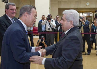 El secretario general de la ONU con el presidente de Chipre