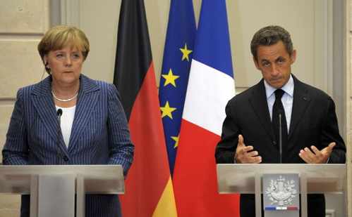 Merkel y Sarkozy en la rueda de prensa