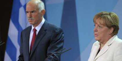 Yorgos Papandreu y Angela Merkel