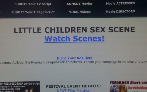 Página web que anuncia escenas de sexo con niños