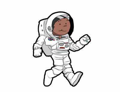 Dibujo que representa a un astronauta haciendo ejercicio