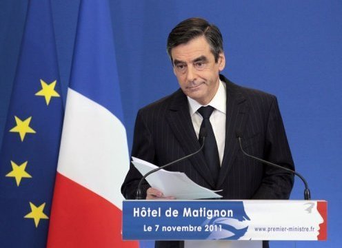 François Fillon en la rueda de prensa