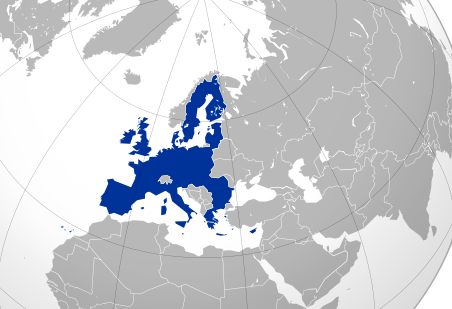 mapa de Europa situado en el globo terráqueo