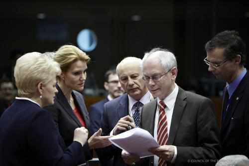 Herman van Rompuy y otros jefes de gobierno europeos