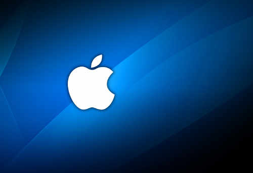 Logo de apple sobre un fondo azul