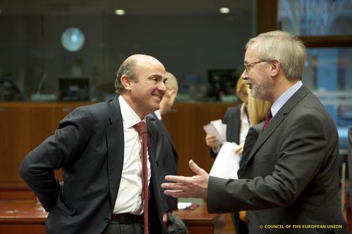 Los ministros de Economía de España y Bélgica en el ECOFIN