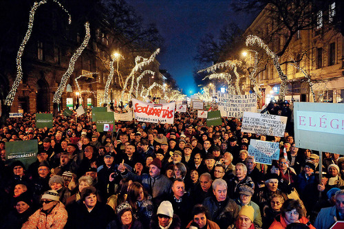 Manifestación en Budapest contra el gobierno