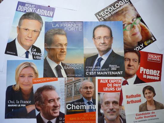 Propaganda electoral de los candidatos a las presidenciales francesas
